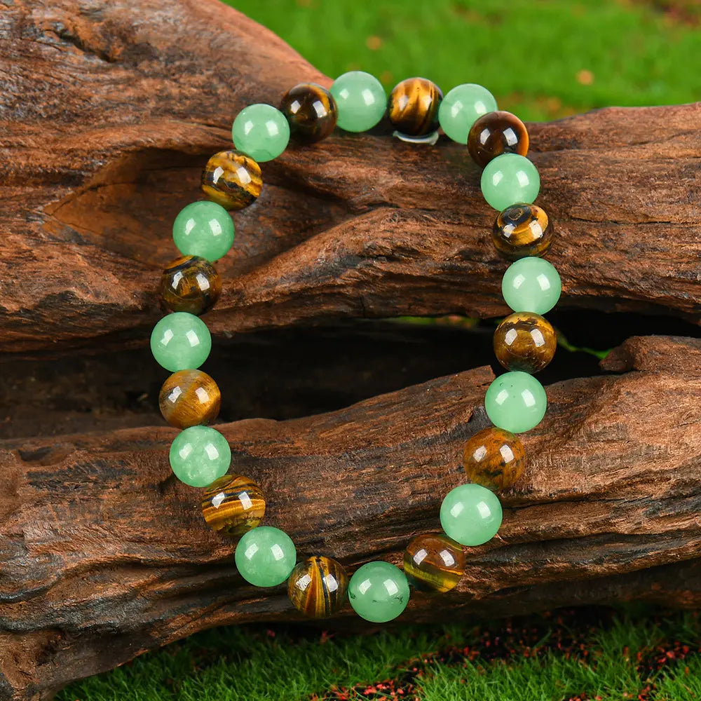 1pc Arpurraina Money Attraction Bracelet with Green Aventurine & Tiger Eye - blue friendship bracelet beaded jewelry protection bracelet encouragement gift fashion artificial bracelet of the day Colorblock Beaded Crystal Bracelet
