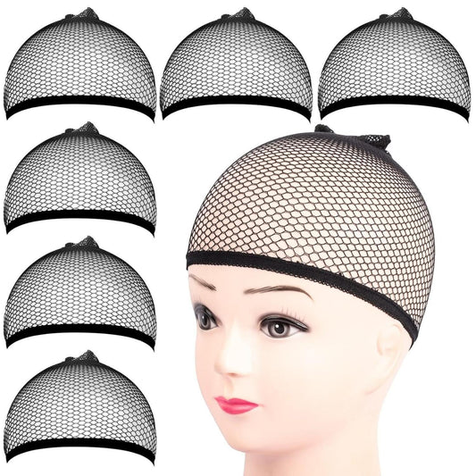 6PCS Wig Cap, 6PCS Black Mesh Wig Cap Net, Closed End Hair Mesh Net, Liner Weaving Caps for Women, Men, Kids, Wig Caps for Halloween, Cosplay
