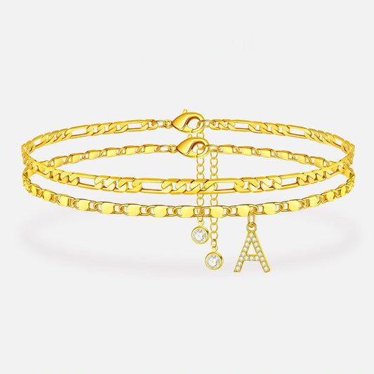 Ankle Bracelets for Women Dainty Chain Initial Pendant Anklets Set Hypoallergenic A-Z Gifts for Girls Trendy Adjustable Size Waterproof Costume Accessories
